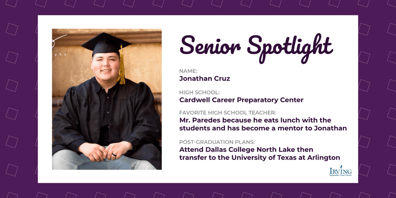 Senior Spotlight: Jonathan Cruz, Cardwell Career Preparatory Center